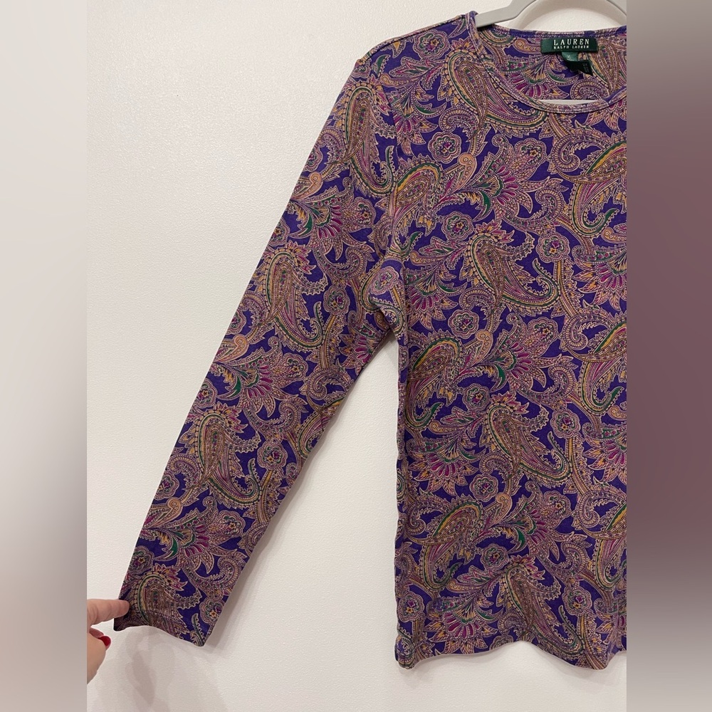 Lauren Ralph Lauren Paisley Print Long Sleeve Top - Picture 3 of 5